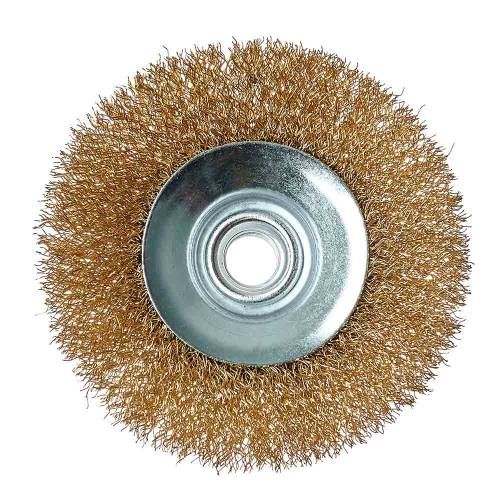 Щетка коническая Vitals гофрированная латунированная 100 мм М14, 0,3 мм