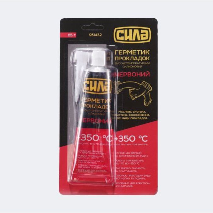 Герметик прокладок высокотемпературный +350 °С, силиконовый 100%, красный 85г СИЛА