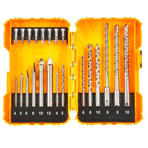 Набор: сверла по бетону, сверла по стеклу, биты 22 шт. INGCO