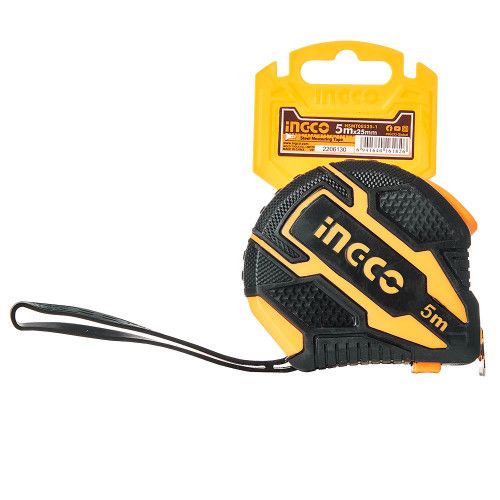 Рулетка 5 м×25 мм автостоп INGCO