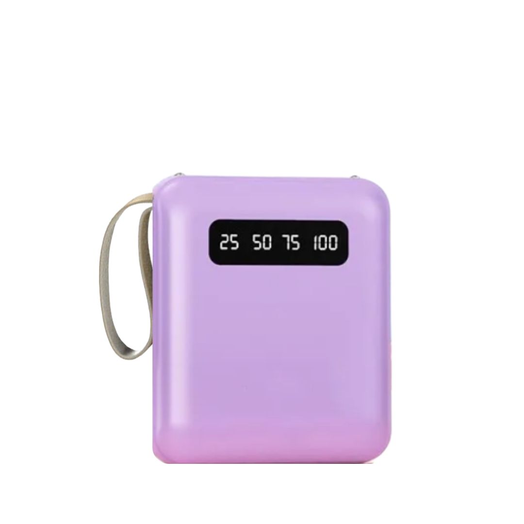 Портативний акумулятор із вбудованим кабелем, фіолетовий, 8000 мАг