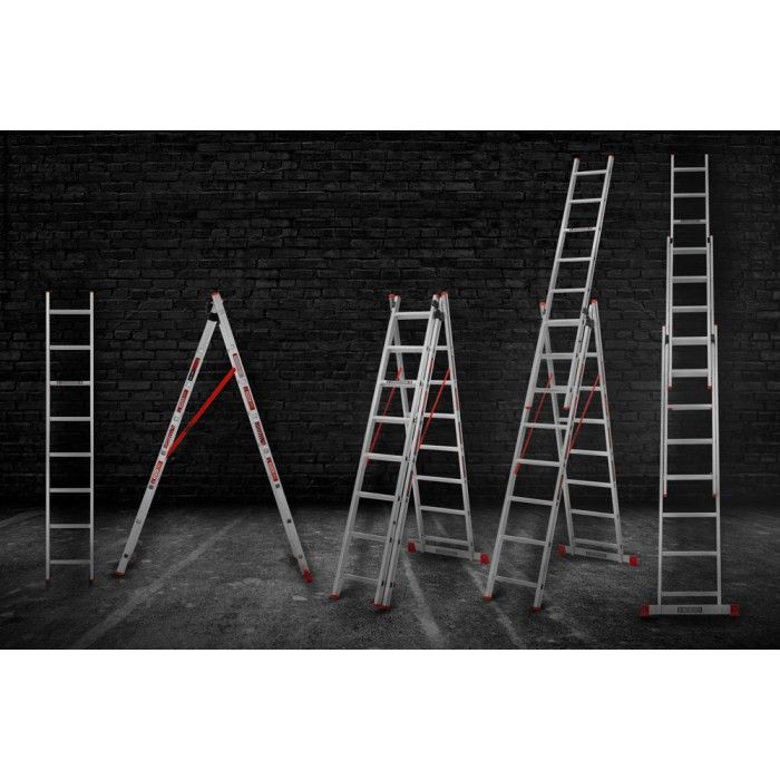 Лестница алюминиевая 3-х секционная Цветок PRO (3х8 ступенек) (110-9308)