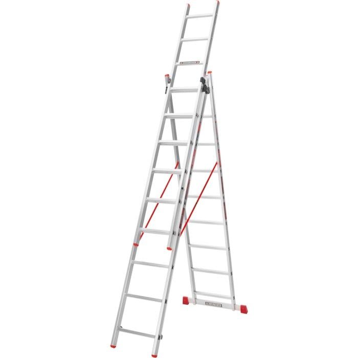 Драбина алюмінієва 3-х секційна Квітка PRO (3х9 сходинок) (110-9309)