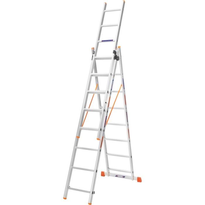 Драбина алюмінієва 3-х секційна BLUETOOLS (3х8 сходинок) (160-9005)