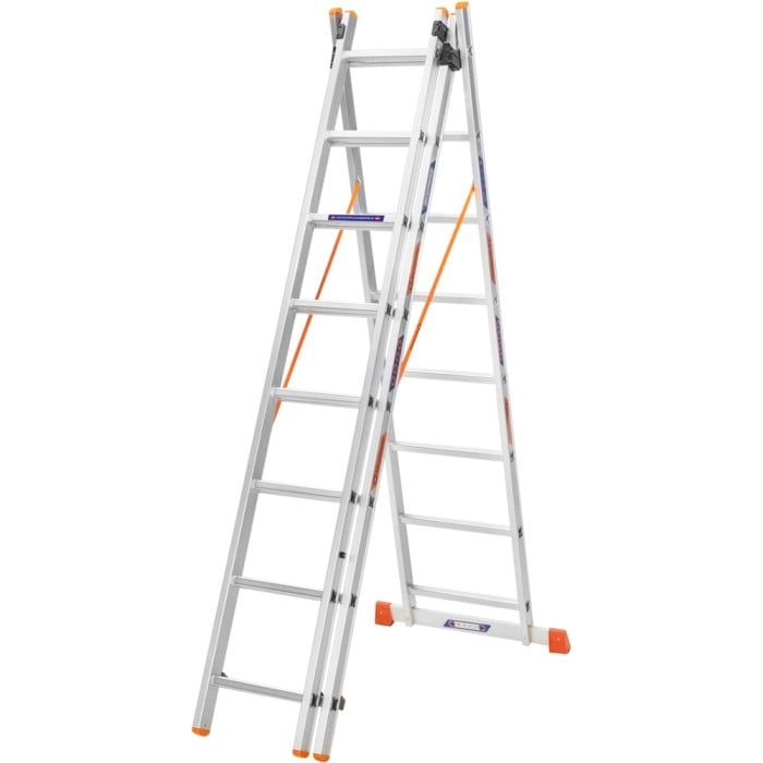 Драбина алюмінієва 3-х секційна BLUETOOLS (3х8 сходинок) (160-9005)
