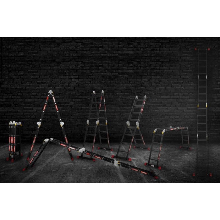 Драбина-трансформер алюмінієва Квітка PRO HD BLACK (4х4 сходинки) (110-9040)