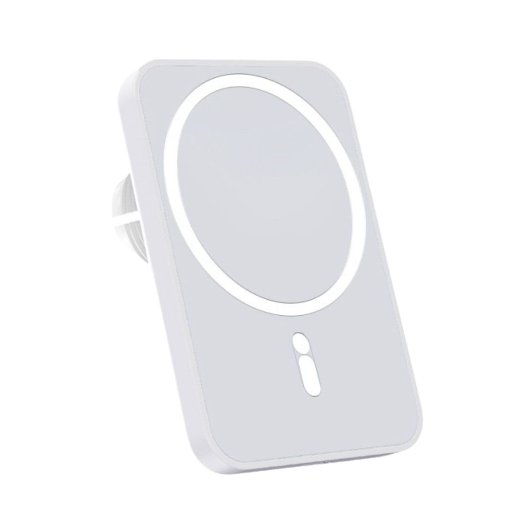 Бездротовий магнітний зарядний пристрій для автомобіля, сумісний з тримачем для Apple iPhone, білий