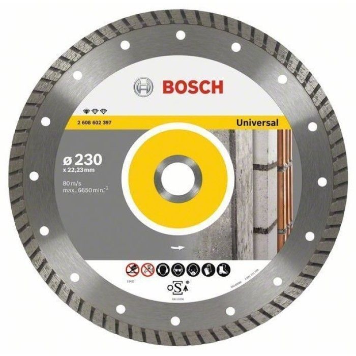 Алмазный отрезной круг по бетону Bosch PF Universal (230х22.23 мм) (2608603252)