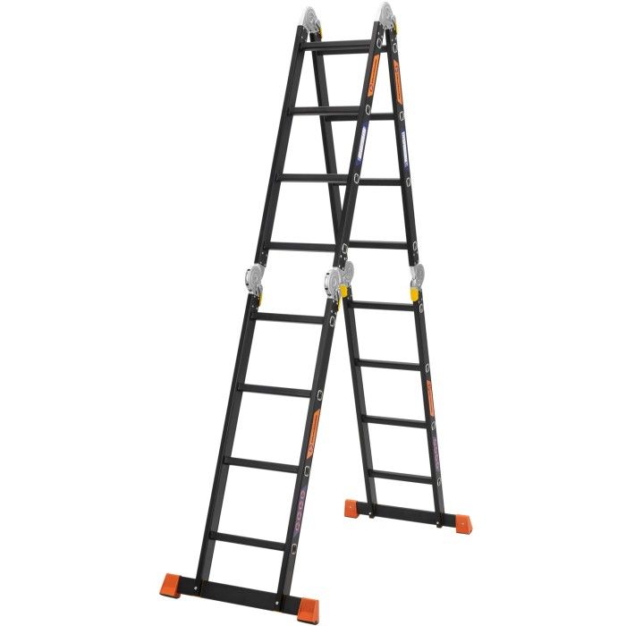 Драбина-трансформер алюмінієва BLUETOOLS BLACK (4х4 сходинки) (160-9016)