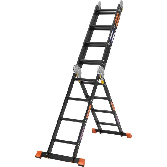 Драбина-трансформер алюмінієва BLUETOOLS BLACK (4х4 сходинки) (160-9016)