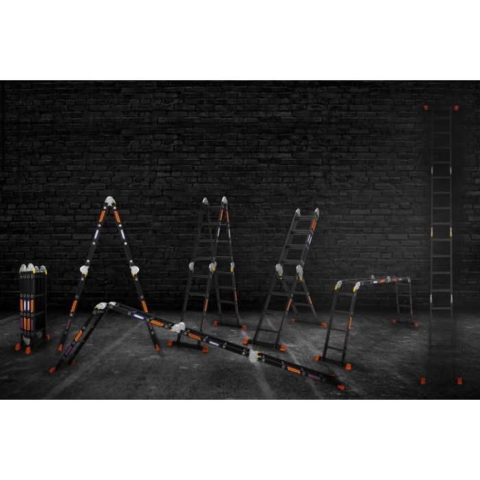 Драбина-трансформер алюмінієва BLUETOOLS BLACK (4х4 сходинки) (160-9016)