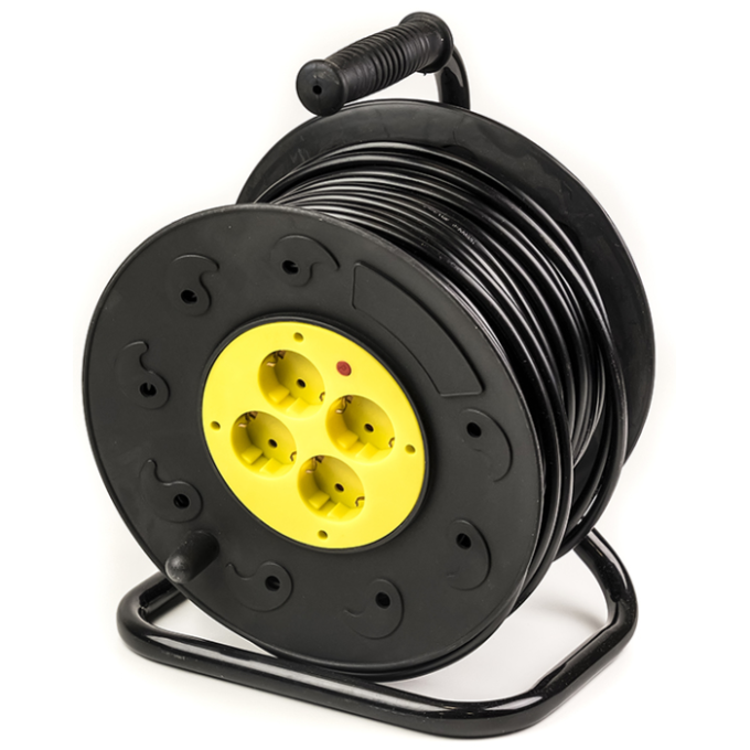 Морозостійкий подовжувач на котушці PowerPlant (-20°С, 50 м, 4 розетки) (PPRA16M50S4L)