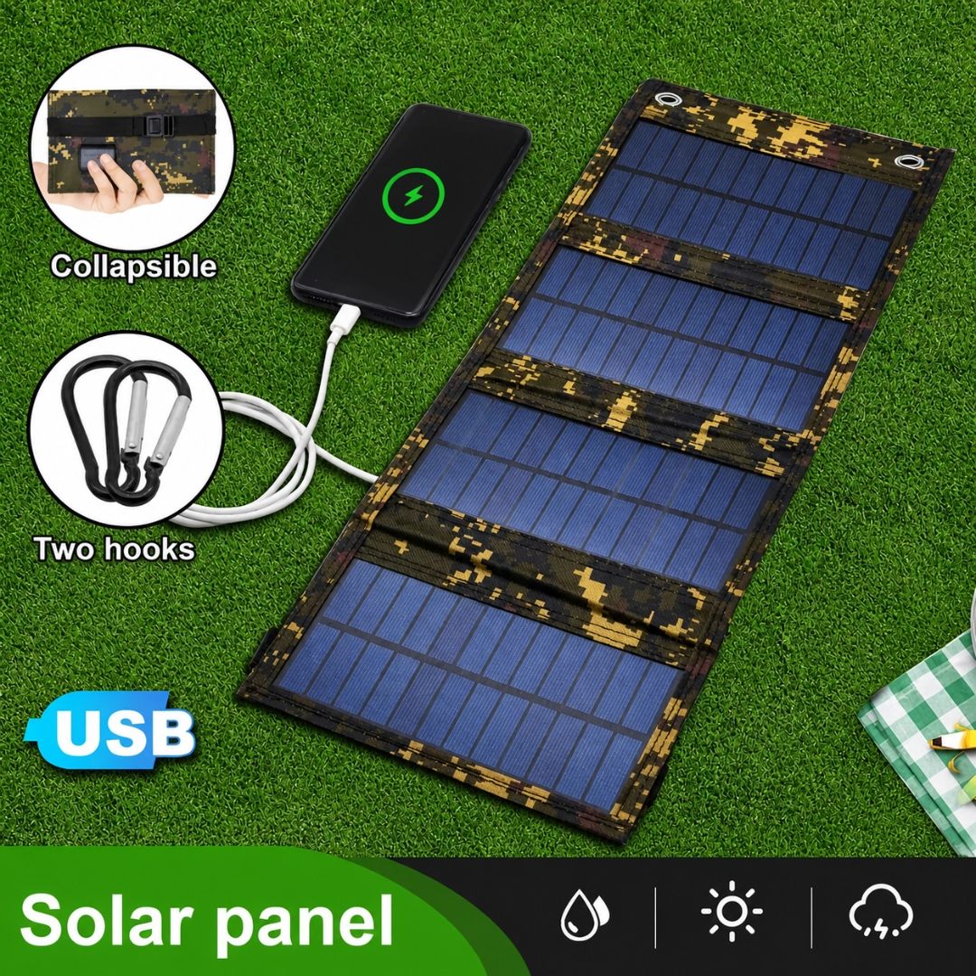 Сонячний зарядний пристрій 20W із швидкою зарядкою Q 3.0 USB 5V гнучка IP65 , для туризму