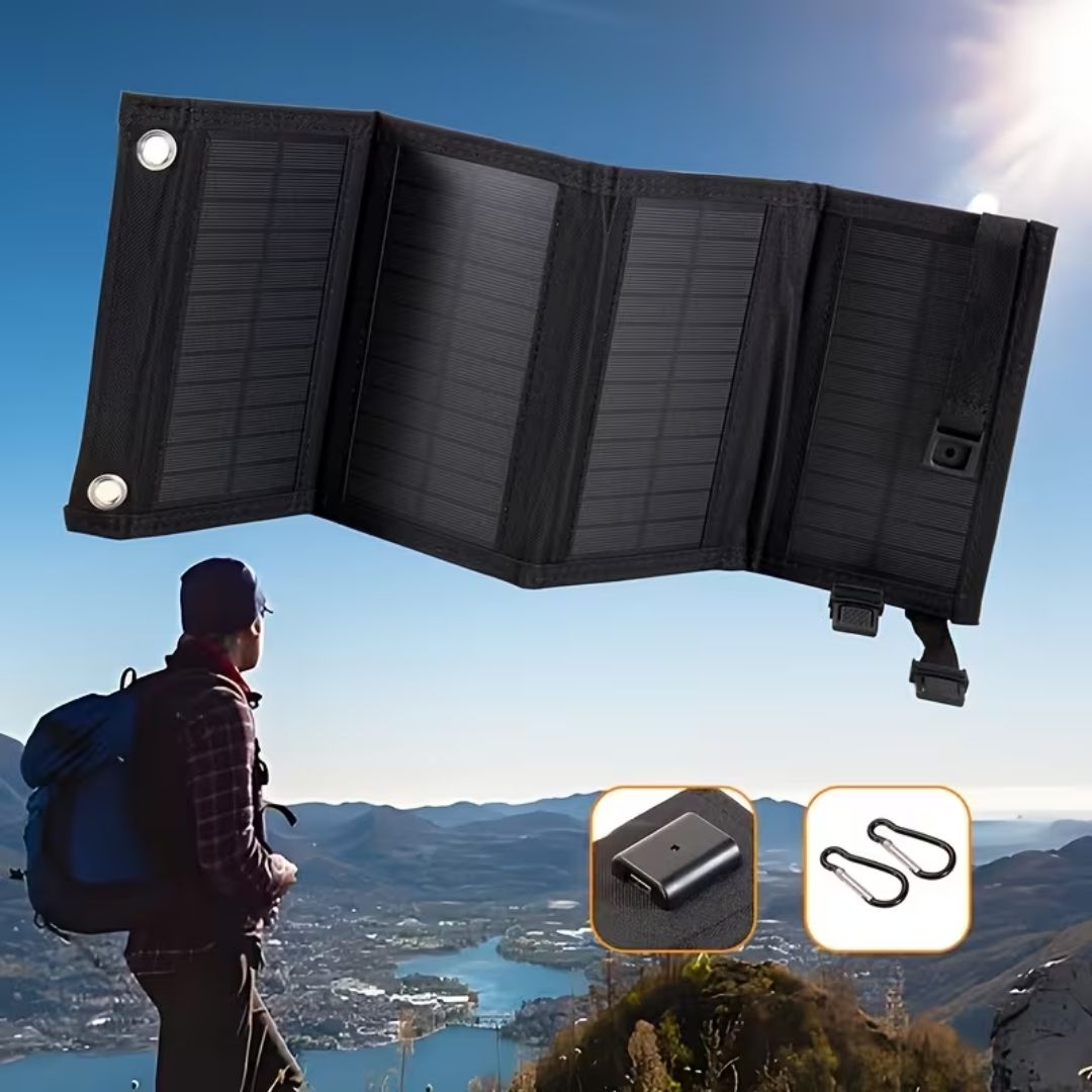 Сонячний зарядний пристрій 20W із швидкою зарядкою Q 3.0 USB 5V гнучка IP65 чорна, туризм, кемпінг