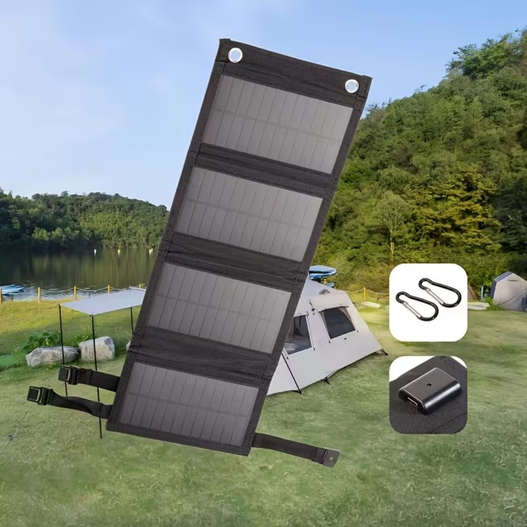 Сонячний зарядний пристрій 20W із швидкою зарядкою Q 3.0 USB 5V гнучка IP65 чорна, туризм, кемпінг