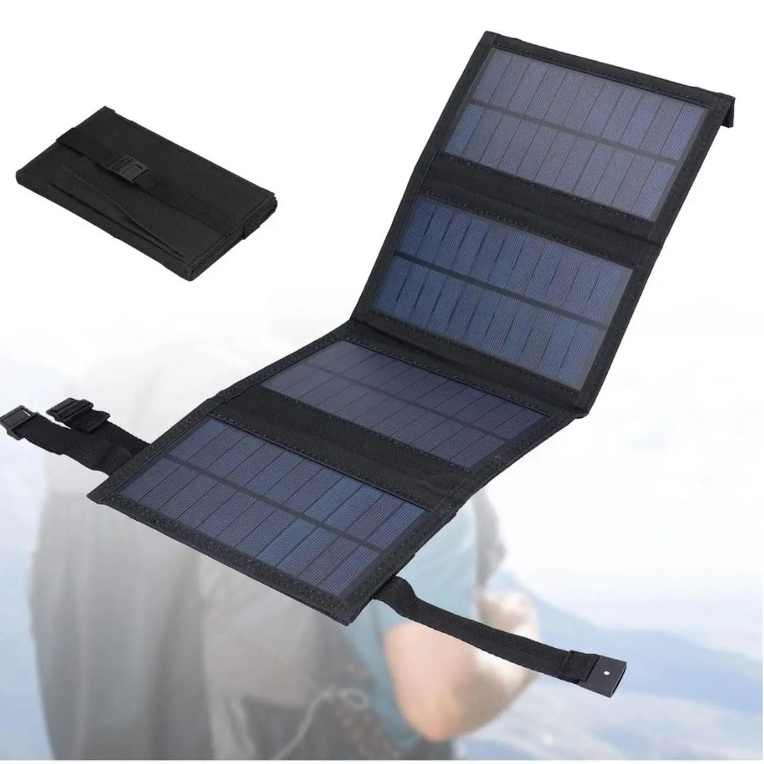 Сонячний зарядний пристрій 20W із швидкою зарядкою Q 3.0 USB 5V гнучка IP65 чорна, туризм, кемпінг