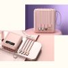 Портативний Power Bank 8000 мАг з вбудованим кабелем, рожевий