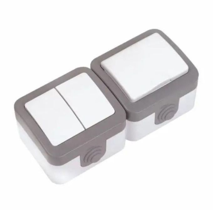 Розетка з/з + вимикач вологозахисний з кришкою Baysa