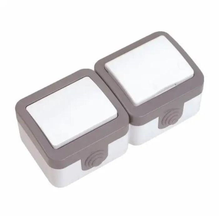 Розетка з/з + вимикач одноклавішний вологозахисний з кришкою Baysal