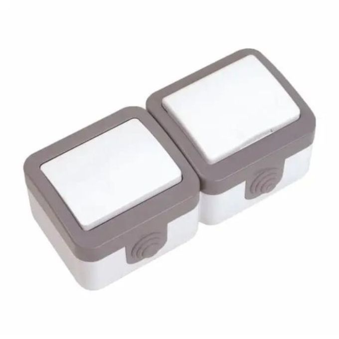 Розетка з/з + вимикач одноклавішний вологозахисний з кришкою Baysal