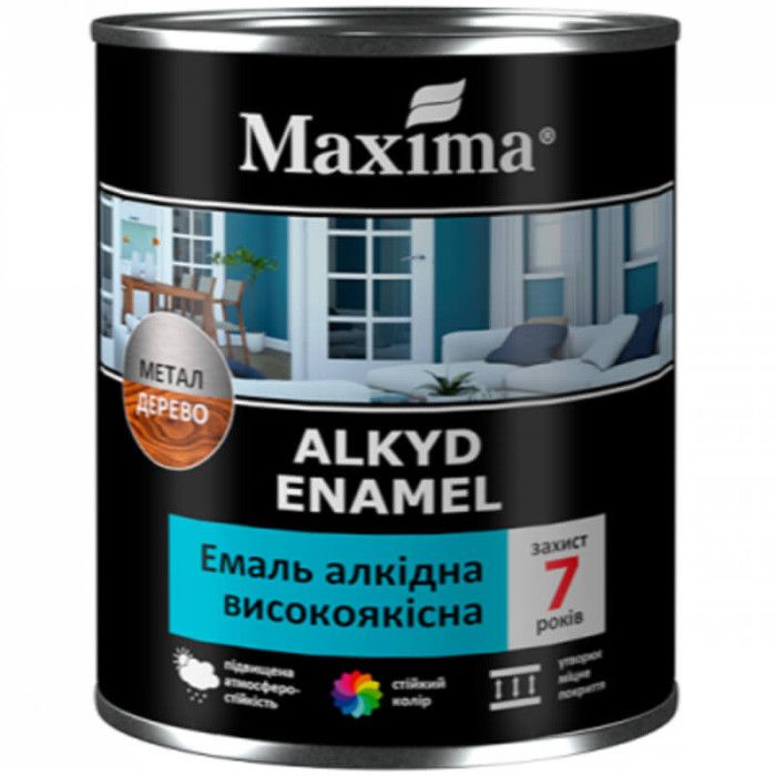 Емаль алкідна високоякісна, темно-сіра, ТМ «Maxima» - 2,3 кг