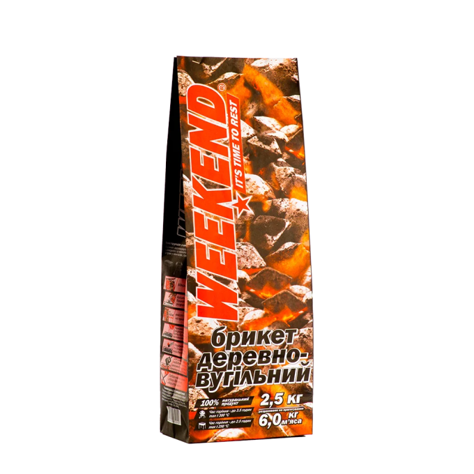 Брикети деревовугільні TM"Weekend", 2,5кг