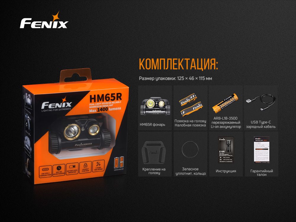 Фонарь налобный Fenix HM65R налобный Fenix HM65R