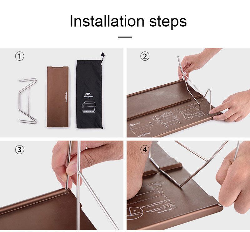 Стіл розкладний  алюмінієвий для пікнику Naturehike NH17Z001-L, 34х25 см, зелений