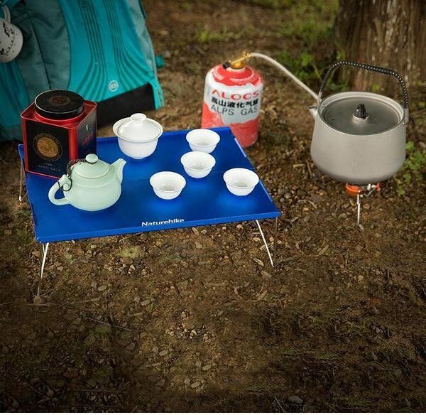 Стіл розкладний  алюмінієвий для пікнику Naturehike NH17Z001-L, 34х25 см, зелений