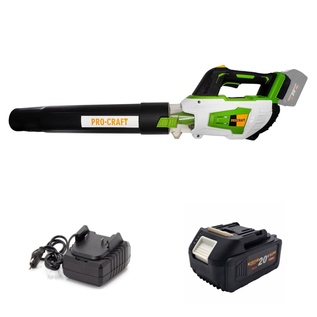Набір Акумуляторна повітродувка Procraft PB20 (без АКБ/зп)+БатареяUNIVERSAL20/4/Зарядний пр.20/1