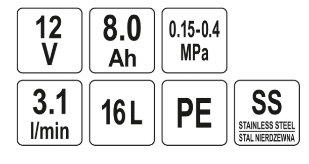 Оприскувач ранцевий акумуляторний FLO 16л 12В, 8 А*год