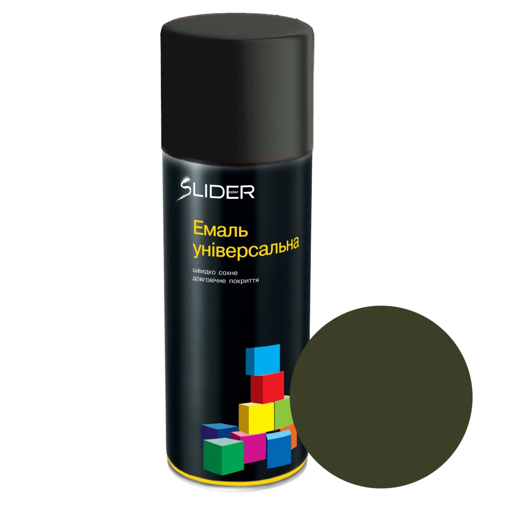 Емаль SLIDER color універсальна 6006 хакі-олива матова 400 мл