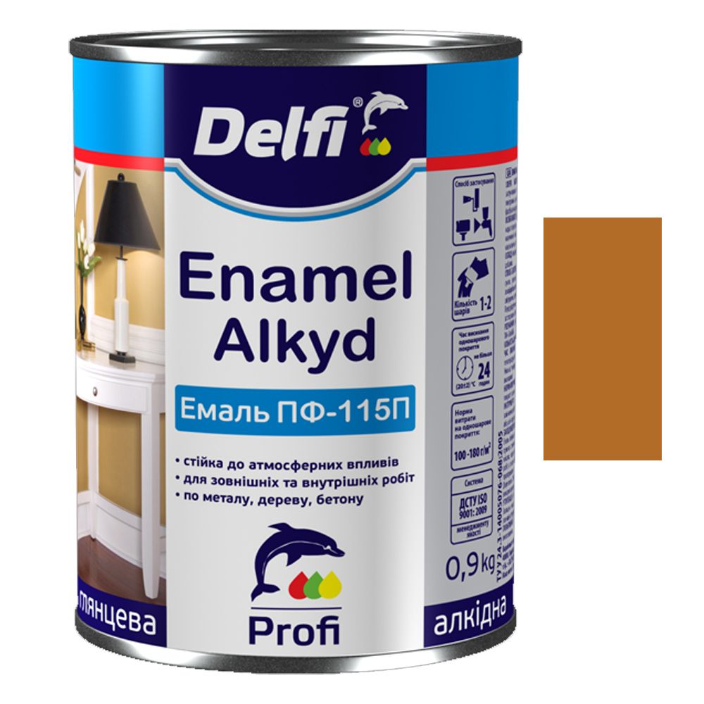 Емаль алкідна ПФ-115П світлий горіх ТМ «Delfi» - 2,8 кг.