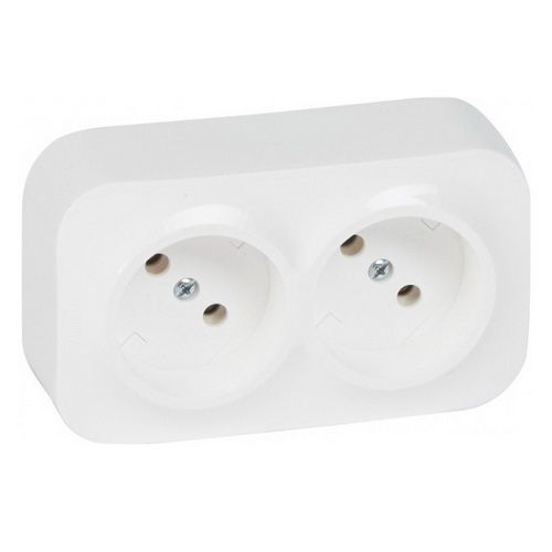 Розетка без заземлення, подвійна, білий, 782412 Legrand Quteo