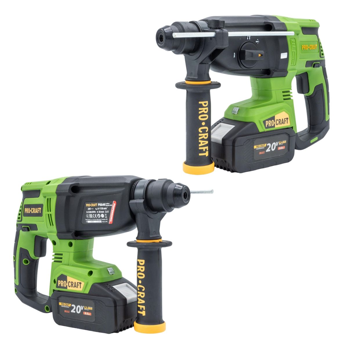 Набір Перфоратор Procraft PHA40 (без АКБ та ЗП) + АКБ 20/4 + з/п 20/1