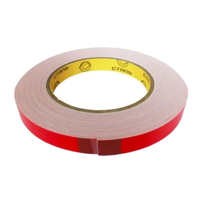Стрічка 2-ст.монтаж.12мм х 10м червоний лайнер Сталь