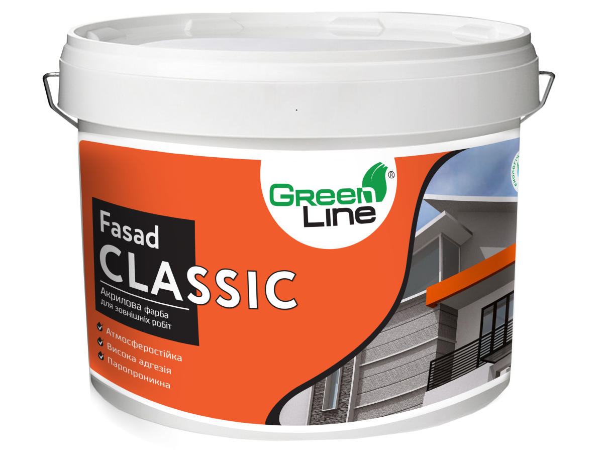 Акрилова фарба фасадна FASAD CLASSIC, ТМ GREEN LINE 10 л