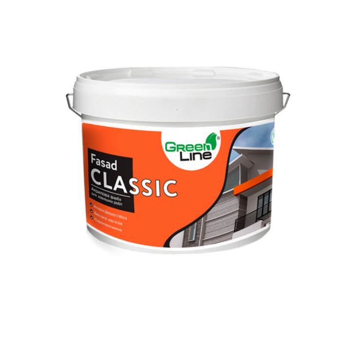 Акрилова фарба фасадна FASAD CLASSIC, ТМ GREEN LINE 10 л