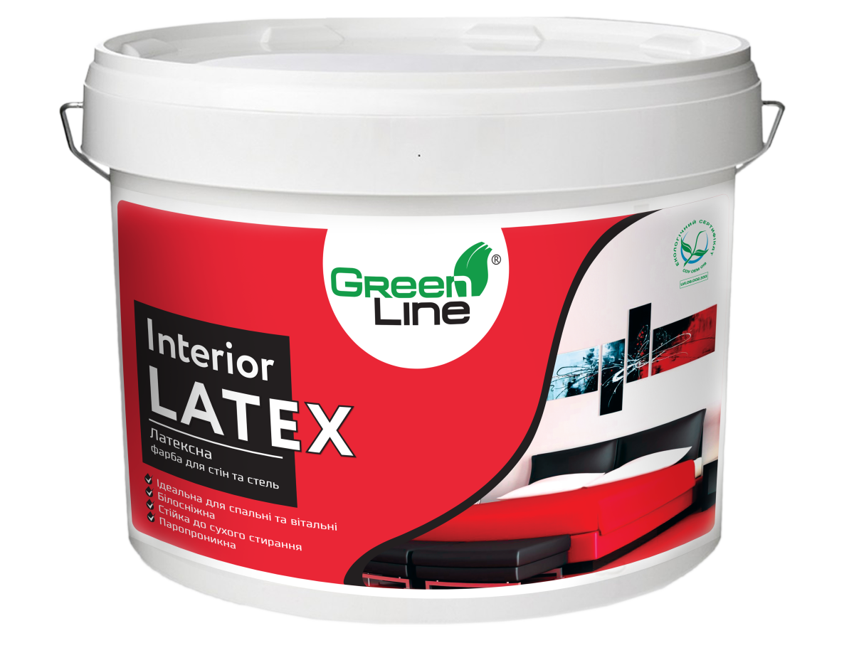 Латексна фарба для стін та стель INTERIOR LATEX, ТМ GREEN LINE , 1 л