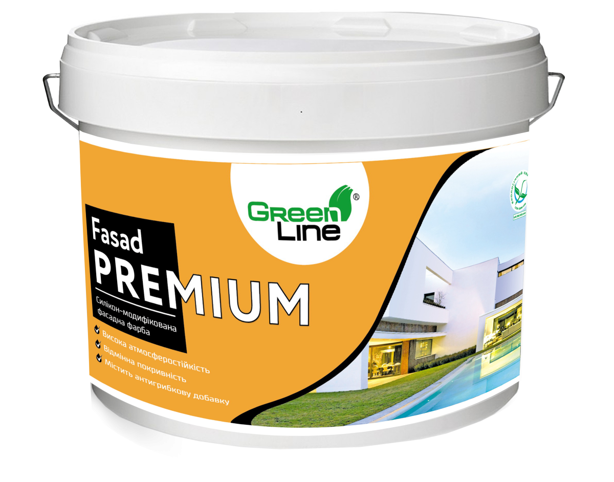 Силікон-модифікована фасадна фарба FASAD PREMIUM, ТМ GREEN LINE , 5 л