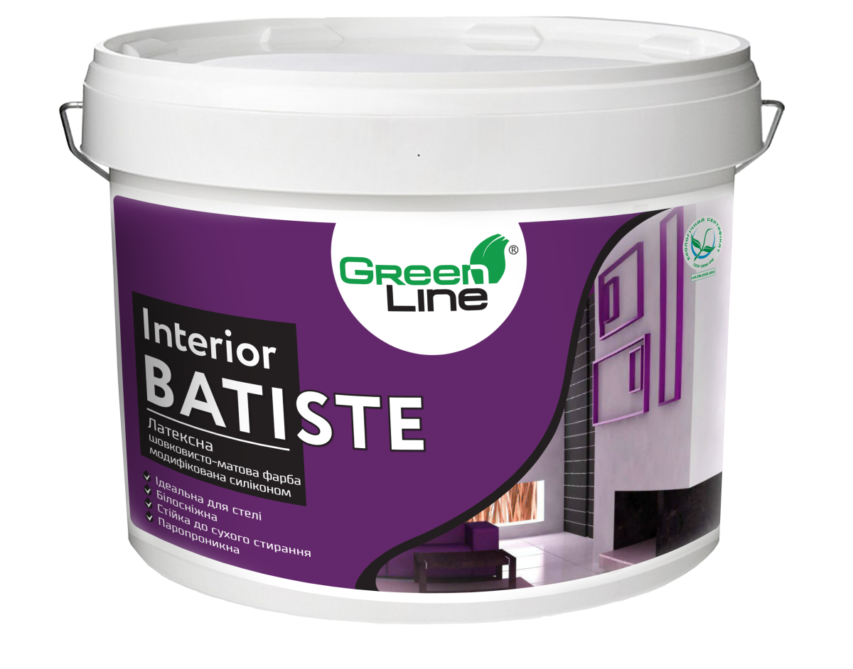 Латексна шовковисто-матова фарба модифікована силіконом INTERIOR BATISTE, ТМ GREEN LINE , 5 л