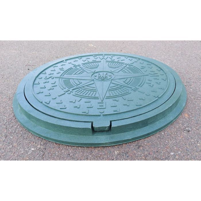 Люк садовий каналізаційний  полімерпіщаний "УКРАЇНА" зелений, 17 кг, d=735 мм (1,5т)