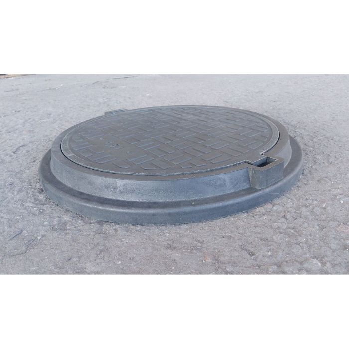 Люк посилений каналізаційний полімерпіщаний ЄВРО (А15П) чорний, 34 кг, d=760 мм, (4,5т)