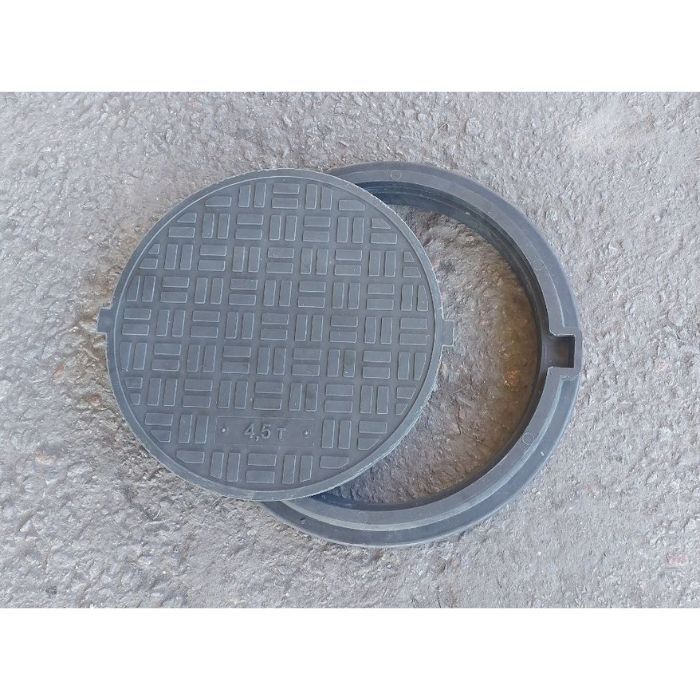 Люк посилений каналізаційний полімерпіщаний ЄВРО (А15П) чорний, 34 кг, d=760 мм, (4,5т)