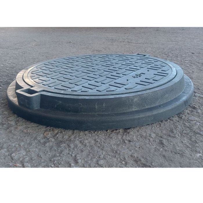 Люк посилений каналізаційний полімерпіщаний ЄВРО (А15П) чорний, 34 кг, d=760 мм, (4,5т)