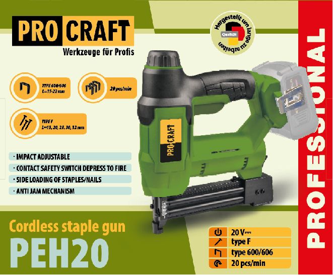 Акумуляторний степлер Procraft PEH20 (Без акб та зп)