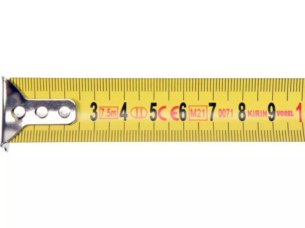 Рулетка з метричною шкалою VOREL : l= 7,5 м, w= 25 мм, 2 фіксатори
