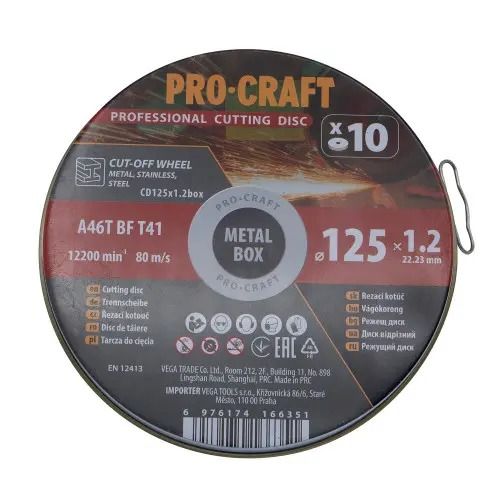 Диск відрізний Procraft CD125x1.2b 125 мм 1,2 мм 22,2 мм 10 шт/уп