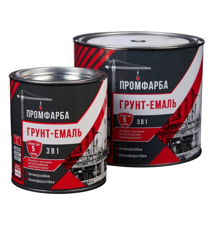 Грунт-емаль антикорозійна "3в1" ТМ ПРОМФАРБА шоколадна - 2,5кг
