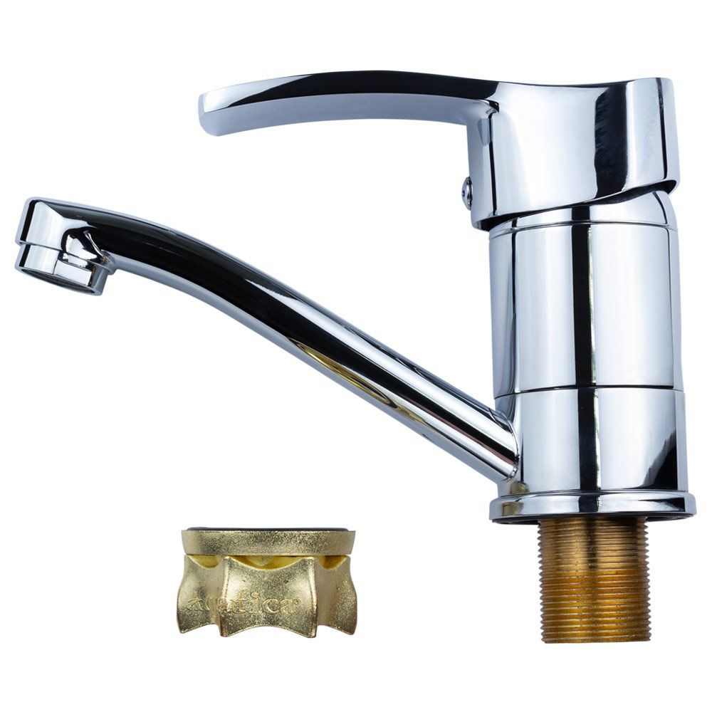 Змішувач MD Ø40 для кухні гусак прямий 150мм на гайці AQUATICA MD-1B141C